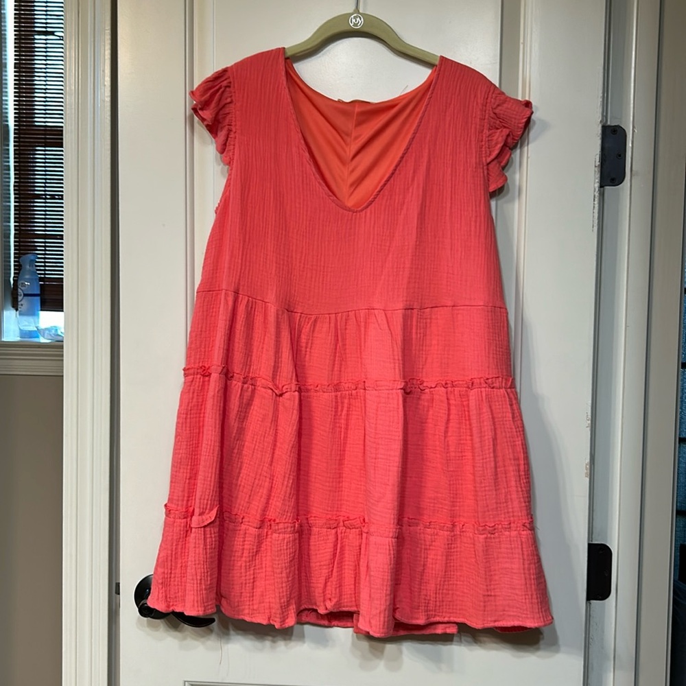 Coral flutter sleeve dress by Morgan Claire Boutique Size Large